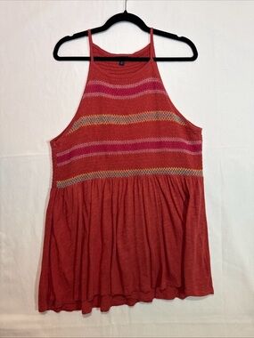 Torrid Tank Top - Womens 3X - Stripe Racerback Orange Pink Boho Festival Concert